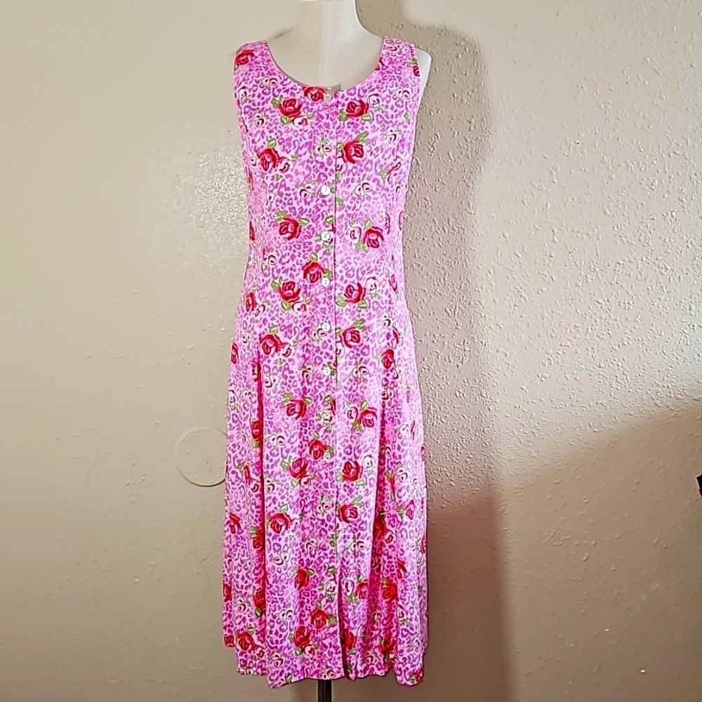 Vintage Floral Print Maxi Lenght Dress